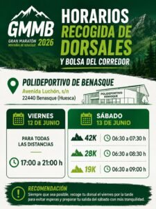 Horarios de recogida de dorsales GMMB 2026